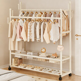 姗姗木艺落地衣帽架卧室加粗加厚晾衣架室内家用衣服架子简易双杆挂衣架