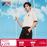 斐乐易烊千玺同款斐乐情侣多彩T恤女夏季新款小狐狸上衣男短袖 云菇白-WT 2XL 185/104A/XXL