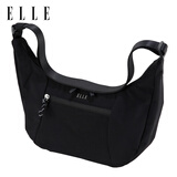 ELLE牛角包时尚包包女单肩包挎包通勤潮流斜跨小众高级感小包腋下 墨韵黑