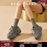 BEAUTODAY【明星同款】厚底老爹鞋女鞋2025新款冬季增高百搭休闲运动鞋子女 太空灰 38