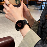 SAE智能手表女生高颜值蓝牙通话消息提醒多运动电子表多功能计步闹钟防水运动手表适用于ios安卓手机 时尚黑【蓝牙通话+消息提醒等多功能】