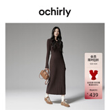 欧时力OCHIRLY抗起球羊毛针织连衣裙长款优雅季新品通勤松弛感新 深啡 L