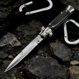 赫瓦达折叠刀意大利黑手AKC户外战术侧跳折叠刀野外生存刀随身防身刀 黑手党ACK-折叠刀-白刃【黑木柄】