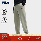 FILA 斐乐情侣款男女长裤25秋冬季新款休闲宽松收口运动裤子加绒保暖 绿卡其色-DK L 175/84A/L