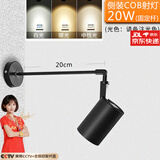 鑫汐 LED长杆射灯明装伸缩吊杆射灯展会展览侧装照画射灯墙壁式导轨灯 侧装20w射灯白光+20cm固定杆