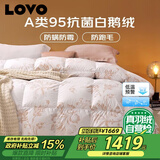 LOVO罗莱 A类 95%白鹅绒羽绒被 抗菌春秋被600g填充220*240cm花色