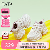 他她春秋厚底透气老爹鞋女鞋网面增高运动鞋新款WOG16BM4白/灰紫 37