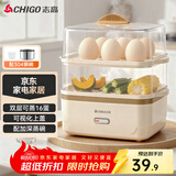 志高（CHIGO）煮蛋器蒸蛋器 电蒸锅单双层多功能早餐煮蛋机 小型蒸鸡蛋羹神器一体机一人用自动断电2025款ZDQ204