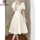AEMAPE裙子女装2025春夏季新款初恋大摆长裙时尚收腰提花连衣裙女 MX-7-3014_白色 M