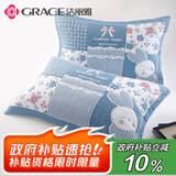 洁丽雅抗菌三层提花透气加大加厚纱布枕巾芬芳小兔 78*52cm一对装