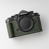VUEFOTO适用于Nikon ZF真皮保护套尼康ZF手柄保护套相机包皮套底座壳纯手工缝制头层牛皮背带斜挎肩带配件 ZF复古绿手柄真皮保护套