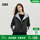 森马（Semir）外套女秋季花苞拼接格子宽松立领2025风文艺通勤夹克10A525108004