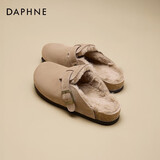 达芙妮厚底勃肯鞋女2025冬季新款真皮保暖加绒棉鞋毛毛博肯拖鞋子 D934181浅卡其色 【牛剖层革】 38 【复古百搭】
