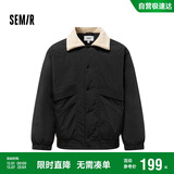 森马羽绒服男中长款冬拼接仿羊羔绒夹克宽松三防外套109724113106