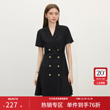 范思蓝恩正式气质通勤连衣裙女夏季收腰显瘦面试西装裙 黑色 XL