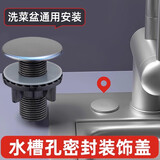 泰姆仕水槽孔盖枪灰色封口盖装饰盖净水器水龙头封口装饰盖亮银色-1个装