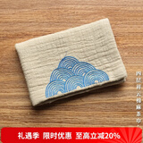 容山堂和幸棉麻茶布茶巾吸水加厚养壶巾干泡茶席桌旗茶具配件布垫茶水巾 四层祥云棉麻茶巾-杏原