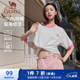 骆驼（CAMEL）夏日纯棉T神男女宽松圆领短袖上衣T恤 C35BAXLN056A 樱桃粉 M