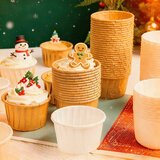 杰凯诺（Jekero）防油纸卷口杯 100个家用小蛋糕纸杯马芬杯托烘焙模具（牛皮纸色）