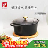 双立人（ZWILLING）珐琅锅汤锅铸铁锅圆形炖锅煲汤锅烹饪锅具燃气电磁炉通用黑色20cm