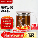 北鼎（Buydeem）茶水分离玻璃杯 办公泡茶器具过滤杯 高硼硅泡茶杯 CD1001灰羽色