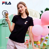 FILA 斐乐官方女子针织短袖T恤2026夏季新款时尚休闲小猫刺绣圆领上衣