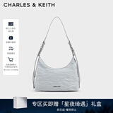 CHARLES&KEITH褶皱油蜡皮手提单肩腋下包女生日礼物圣诞礼物送女友CK2-40271360 Grey灰色 M