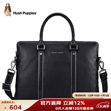 暇步士（Hush Puppies）公文包男头层牛皮单肩斜跨手提包男士商务电脑包父亲节送男友黑色