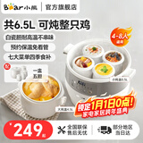 小熊（Bear）电炖锅电炖盅隔水炖锅4.5升3-4人用 白瓷胆耐高温不串味 双模保温 煲汤锅家用蒸煮一体DDZ-B45B2 一盅五胆|双保温模式|免看管 4.5L
