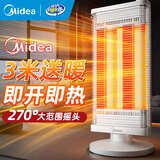 美的（Midea）【大广角】取暖器小太阳电暖器电暖气家用远红外取暖炉迷你节能台式办公室烤火炉 HPT09C 白色全金属【四模控温+超广角取暖】