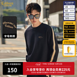 卡宾（CABBEEN）【老花拼接】圆领卫衣男2024早春新款宽松刺绣套头长袖打底衫 煤黑色01 L /175/50