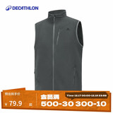 迪卡侬抓绒马甲男秋冬保暖摇粒绒背心绿色3XL4135027