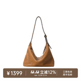 裘真【明星推荐】经典hobo包植鞣牛皮腋下通勤休闲饺子女包 大象灰-小号 小包/大包