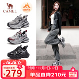 骆驼（CAMEL）银月户外复古老爹鞋厚底休闲鞋 L24A283742R 黑/银(加绒) 38