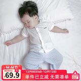 优奇宝宝防蚊裤纯棉纱布夏季薄款男儿童女灯笼裤婴儿衣服裤子童大pp裤 奶白上衣+防蚊裤冰蓝 90
