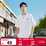 361°运动短袖男女同款夏季透气宽松棉印花t恤休闲圆领上衣 【推荐】本白9115D L