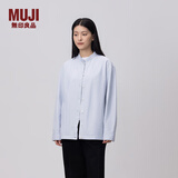 MUJI女式粗棉线水洗牛津衬衫夹克女外套春季款纯色新中式BCB90C5S 浅蓝色 M （160/84A）