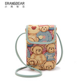 小熊依恋女士手机包轻便零钱包小熊图案单肩斜挎包女迷你小包包圣诞礼物