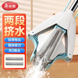 美丽雅胶棉拖把28cm2拖头懒人吸水海绵拖家用一拖净免手洗2025干湿两用