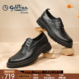 金利来（Goldlion）男鞋秋冬季正装鞋男士商务皮鞋男西装鞋婚鞋厚底德比鞋真皮鞋 黑色四季款（偏大一码） 44