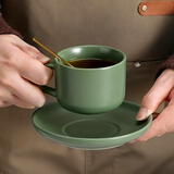 Mongdio咖啡杯陶瓷杯子带勺带碟马克杯牛奶杯创意茶具水杯茶杯