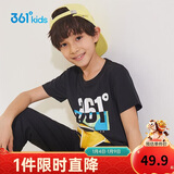 361°童装儿童短袖2025夏季男童短袖t恤男大童夏季短袖上衣 黑 140