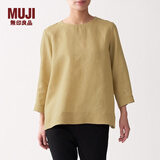 MUJI MUJI 女式 亚麻水洗 七分袖罩衫 BCA01C0S 暗黄色 S