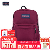 JANSPORT杰斯伯双肩包女学生旅行包26L旅行轻便透气书包男背包 4QUT04S 深紫酒红-侧边袋