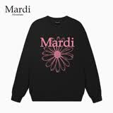 MARDI MOUNTAIN官方旗舰店韩国正品秋冬小雏菊花套头长袖女装卫衣上衣内搭打底衫 黑-粉菊 M 110-130斤（女士偏大，拍小一码）