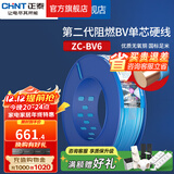正泰（CHNT）阻燃电线BV2.5/4/6平方单股铜芯电线 电缆线国标电源线家用铜芯线 蓝色零线BV6  100米