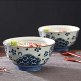 靓佳 釉下彩花之海加厚7英寸面碗2个装 大碗 汤碗 陶瓷碗 高温