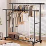 姗姗木艺晾衣架落地挂衣架卧室衣架阳台可移动室内多功能衣服置物架