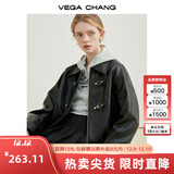 VEGA CHANG机车风皮衣女春季2026年韩版一字扣PU皮夹克短外套 黑色 M
