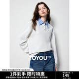 初语拼接假两件衬衫卫衣女25春秋新款知识分子时尚polo领上衣情侣 银花灰 S